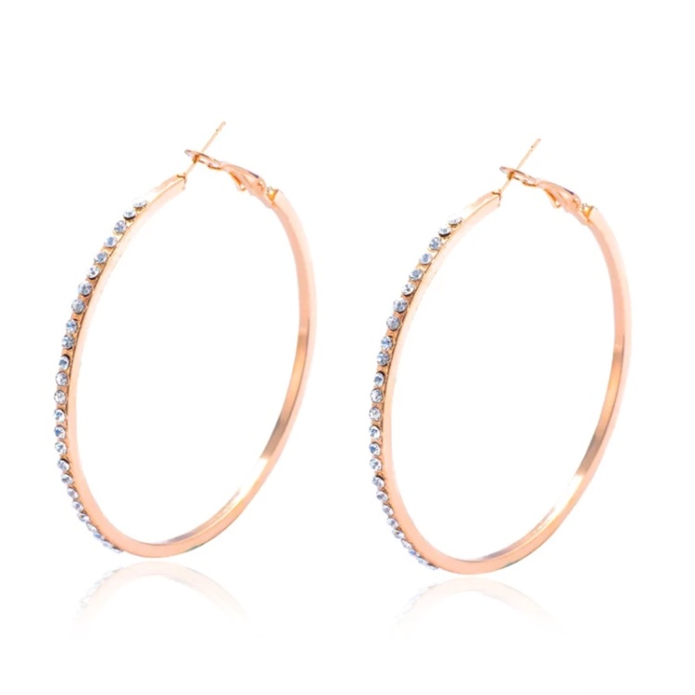“Double the Diamonds" Gem Hoop Statement Earrings - Picture 5 of 8